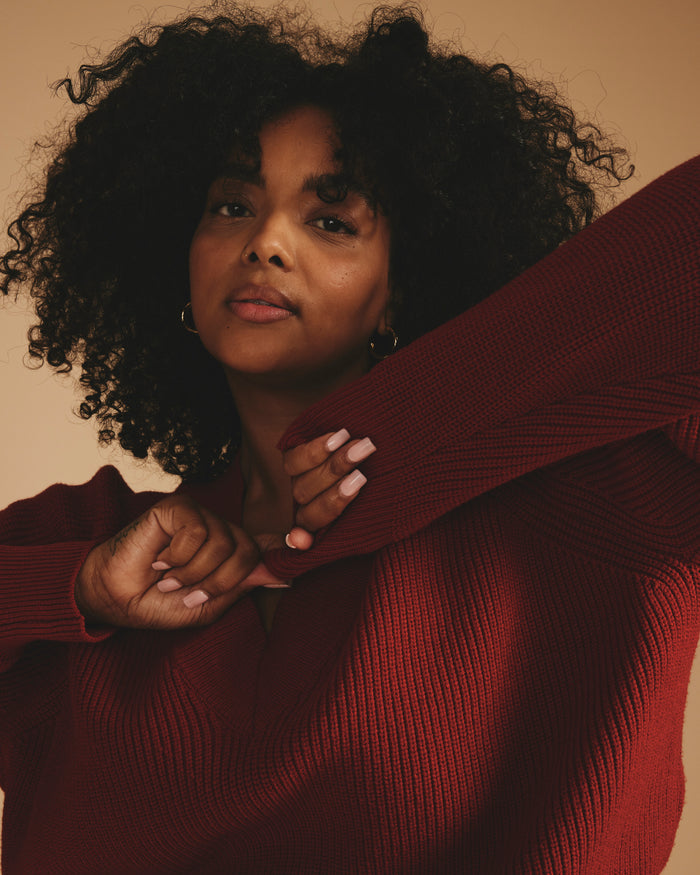 Tori V Neck Sweater - Autumnal Red | Plus Size & Straight Size Women's Fashion | Universal Standard
