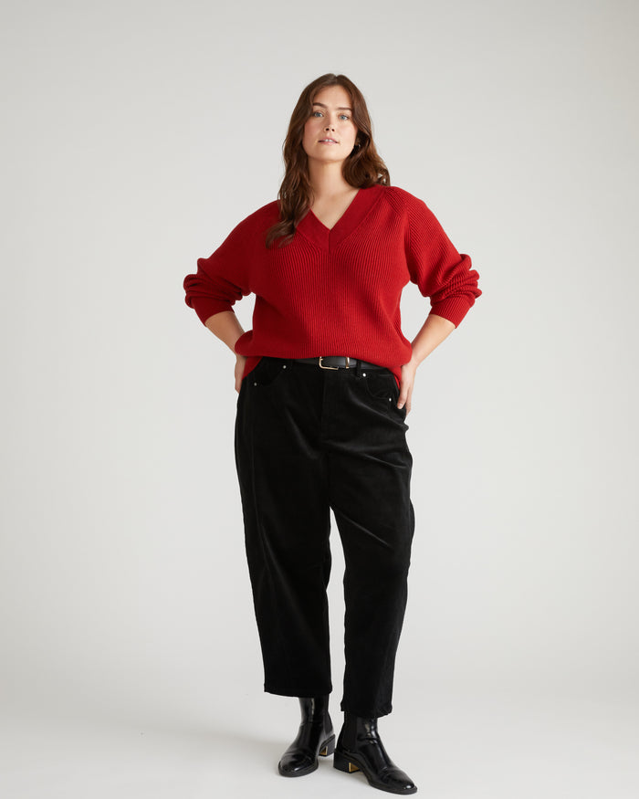 Tori V Neck Sweater - Autumnal Red | Plus Size & Straight Size Women's Fashion | Universal Standard