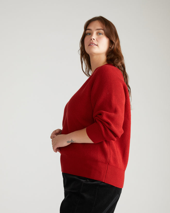 Tori V Neck Sweater - Autumnal Red | Plus Size & Straight Size Women's Fashion | Universal Standard