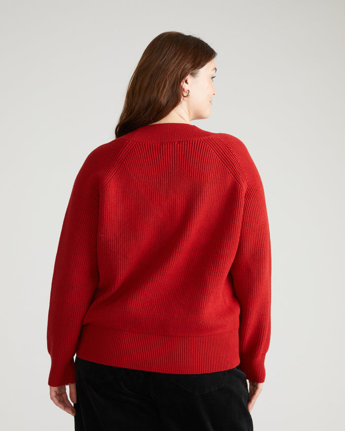Tori V Neck Sweater - Autumnal Red | Plus Size & Straight Size Women's Fashion | Universal Standard