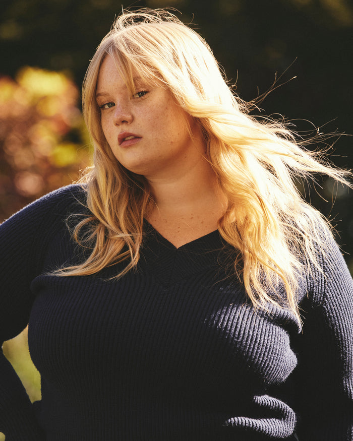 Tori V Neck Sweater - Navy | Plus Size & Straight Size Women's Fashion | Universal Standard
