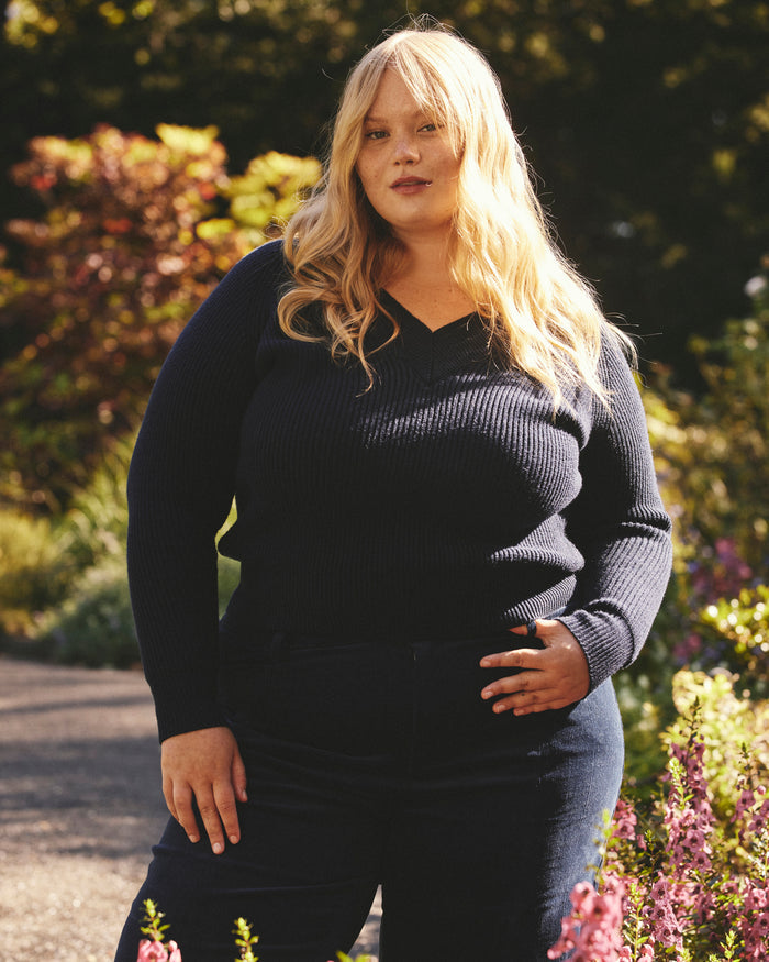 Tori V Neck Sweater - Navy | Plus Size & Straight Size Women's Fashion | Universal Standard