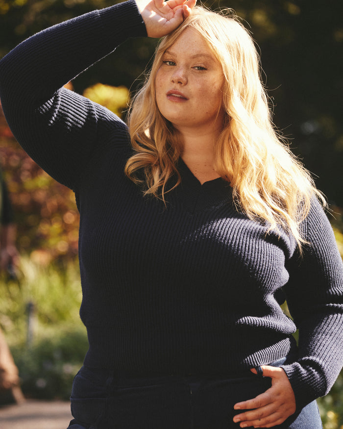 Tori V Neck Sweater - Navy | Plus Size & Straight Size Women's Fashion | Universal Standard