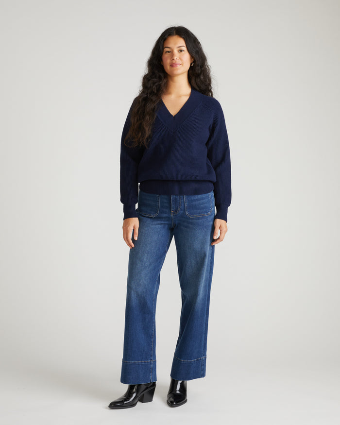 Tori V Neck Sweater - Navy | Plus Size & Straight Size Women's Fashion | Universal Standard