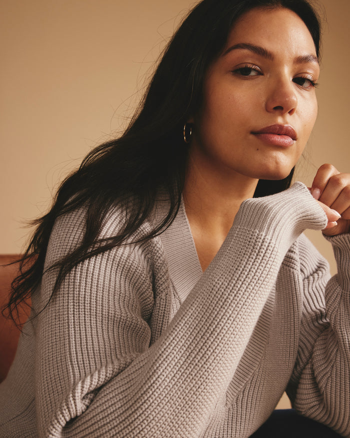 Tori V Neck Sweater - Pale Stone | Plus Size & Straight Size Women's Fashion | Universal Standard