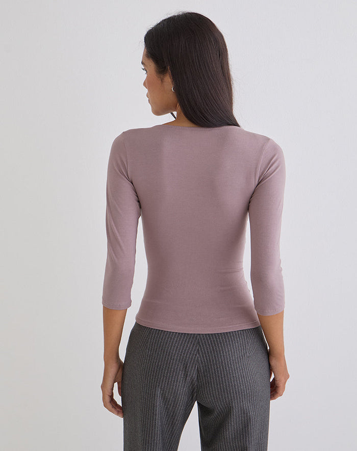Image of Trudis Wrap Top in Jersey Dusty Mauve