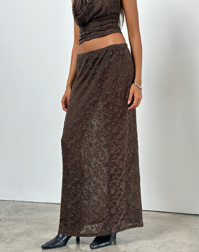 Image of Tulus Skirt in Jacquard Knit Dark Brown