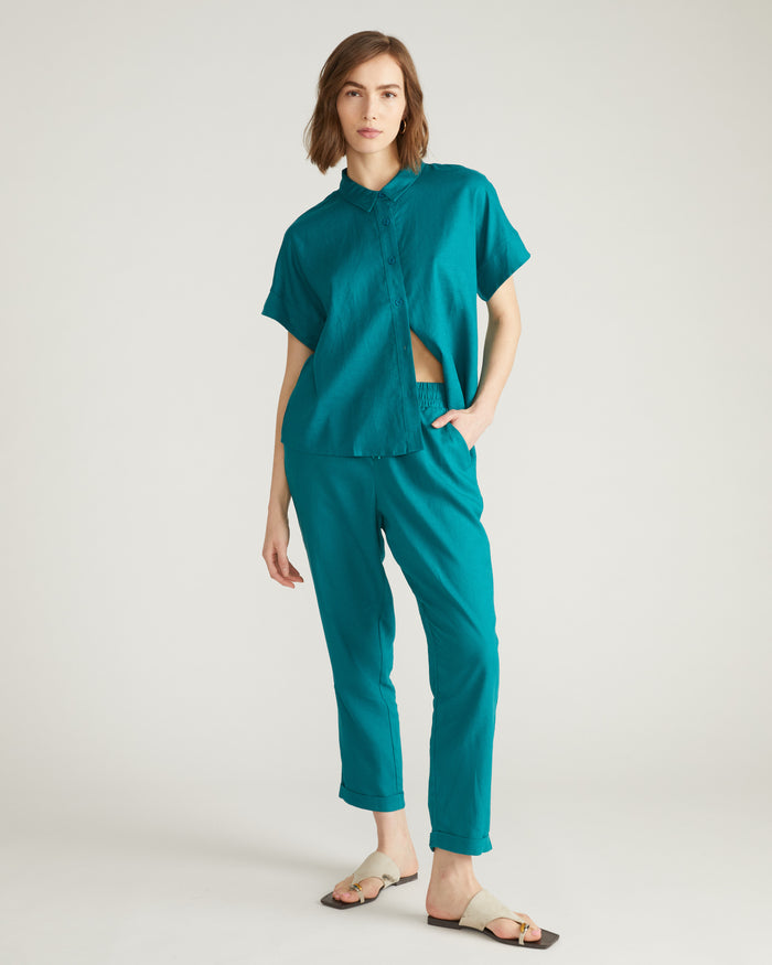 Tupelo Short Sleeve Linen Blend Shirt - Aurora | Plus Size & Straight Size Women's Fashion | Universal Standard