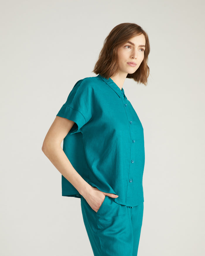 Tupelo Short Sleeve Linen Blend Shirt - Aurora | Plus Size & Straight Size Women's Fashion | Universal Standard