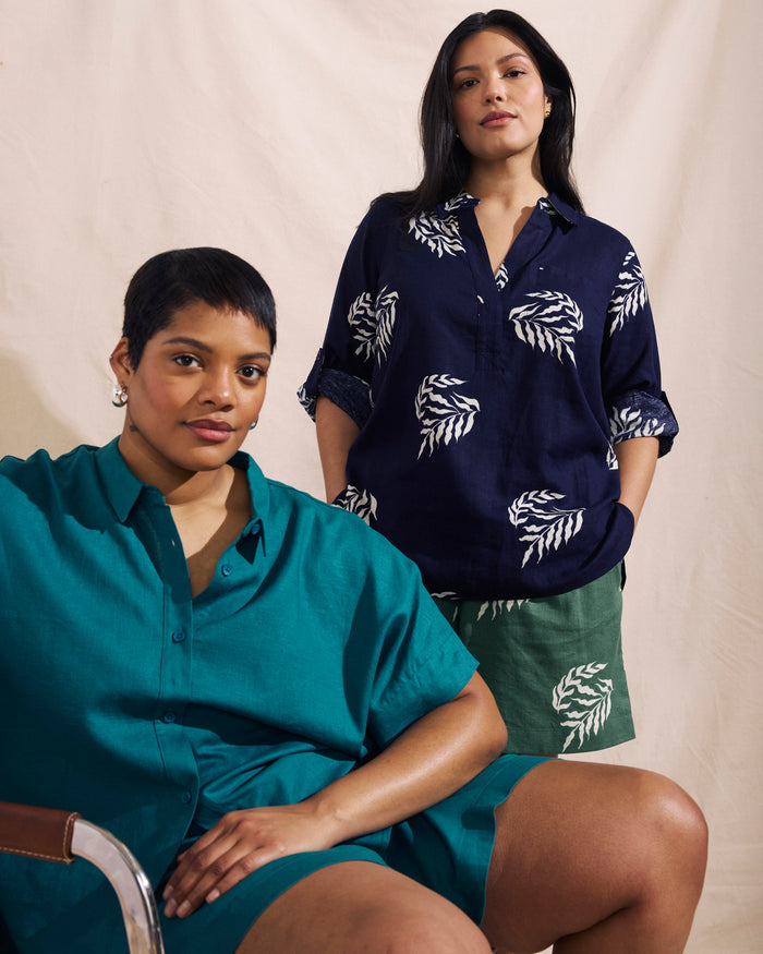 Tupelo Short Sleeve Linen Blend Shirt - Aurora | Plus Size & Straight Size Women's Fashion | Universal Standard
