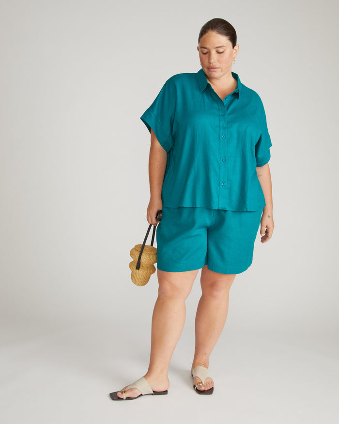 Tupelo Short Sleeve Linen Blend Shirt - Aurora | Plus Size & Straight Size Women's Fashion | Universal Standard