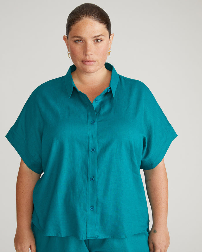 Tupelo Short Sleeve Linen Blend Shirt - Aurora | Plus Size & Straight Size Women's Fashion | Universal Standard