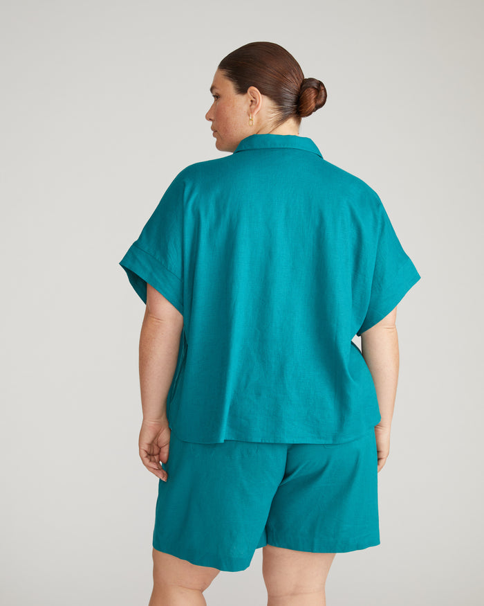 Tupelo Short Sleeve Linen Blend Shirt - Aurora | Plus Size & Straight Size Women's Fashion | Universal Standard