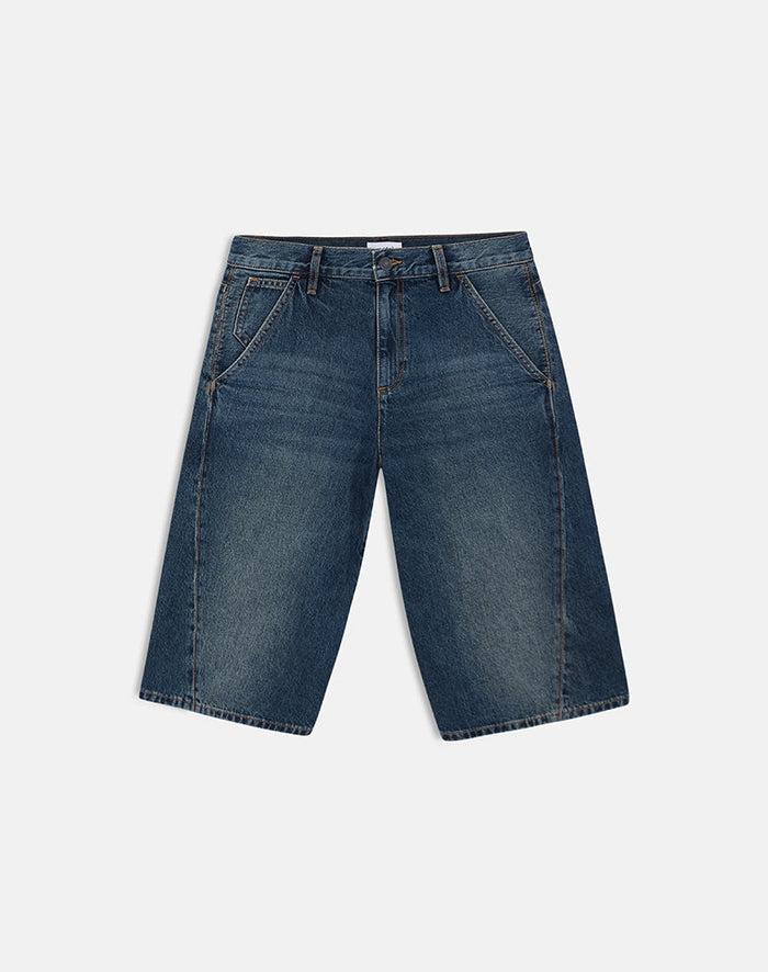 Image of Twisted Cinch Denim Short in Dirty Green
