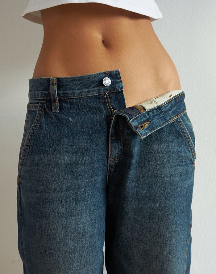 Image of Twisted Cinch Denim Short in Dirty Green