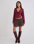 Image of Tylan Mini Skirt in Chiffon Royal Paisley Burgundy