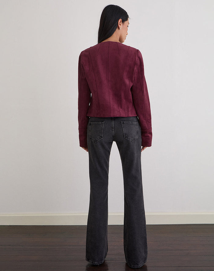 Image of Ukiyo Jacket in Faux Suede Burgundy
