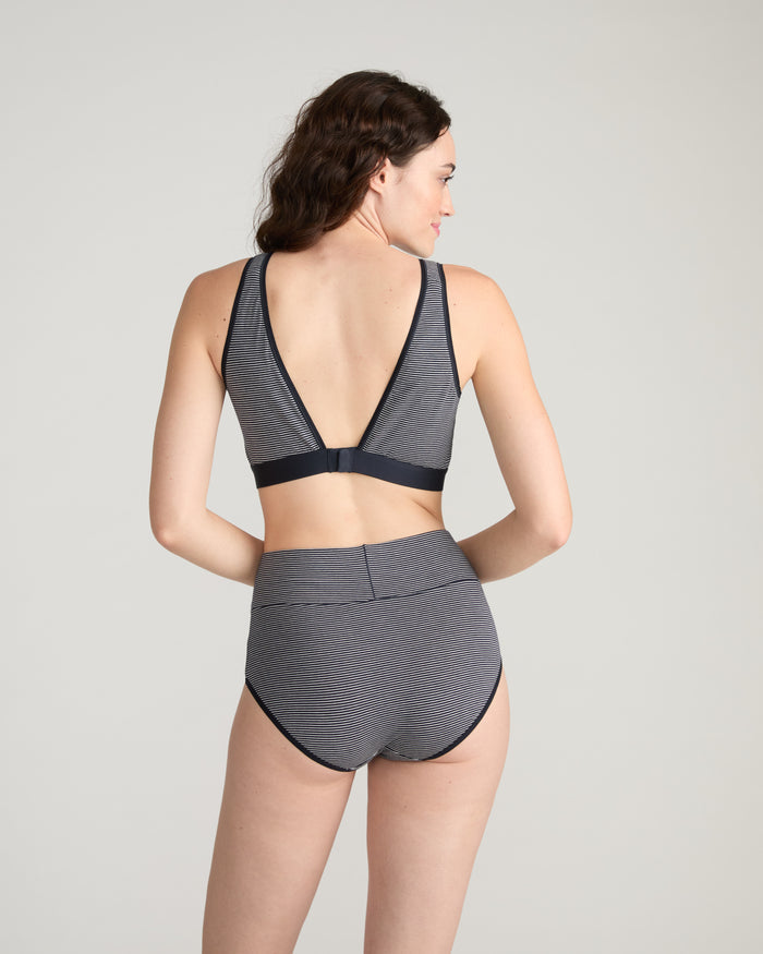 UltimateS Full Coverage High Rise Brief - Fine Stripe in Navy/White | Plus Size & Straight Size Women's Fashion | Universal Standard