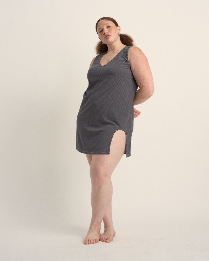UltimateS Meko Nightie - Fine Stripe in Navy/White | Plus Size & Straight Size Women's Fashion | Universal Standard