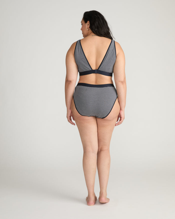 UltimateS Mid Rise Bikini - Fine Stripe in Navy/White | Plus Size & Straight Size Women's Fashion | Universal Standard