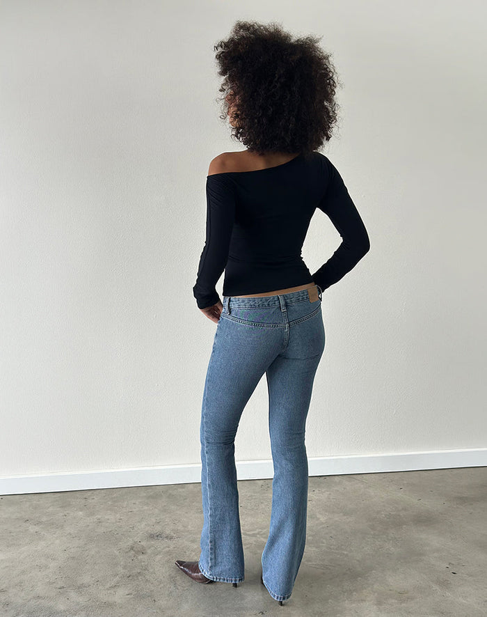 Image of Ultra Low Rise Flare Jean in Slate Blue