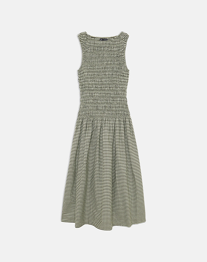 Image of Undine Midi Dress in Mini Gingham Dark Green