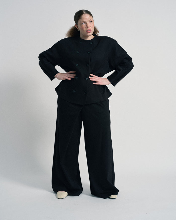 US x Abisola Ponte Wrap Pants - Black | Plus Size & Straight Size Women's Fashion | Universal Standard