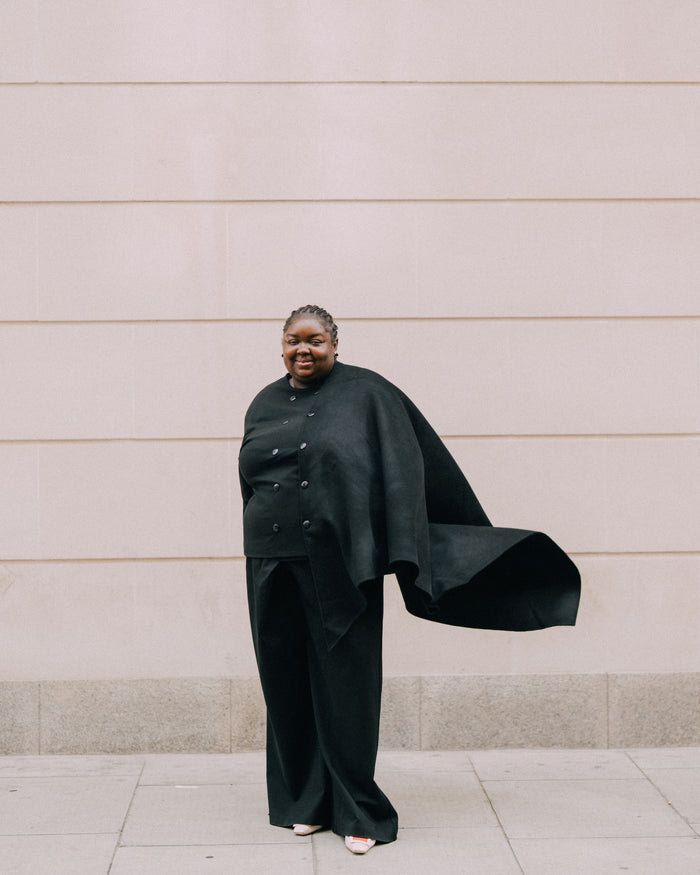 US x Abisola Wool Blend Cape - Black | Plus Size & Straight Size Women's Fashion | Universal Standard