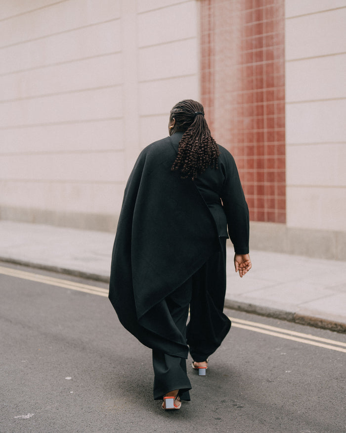US x Abisola Wool Blend Cape - Black | Plus Size & Straight Size Women's Fashion | Universal Standard