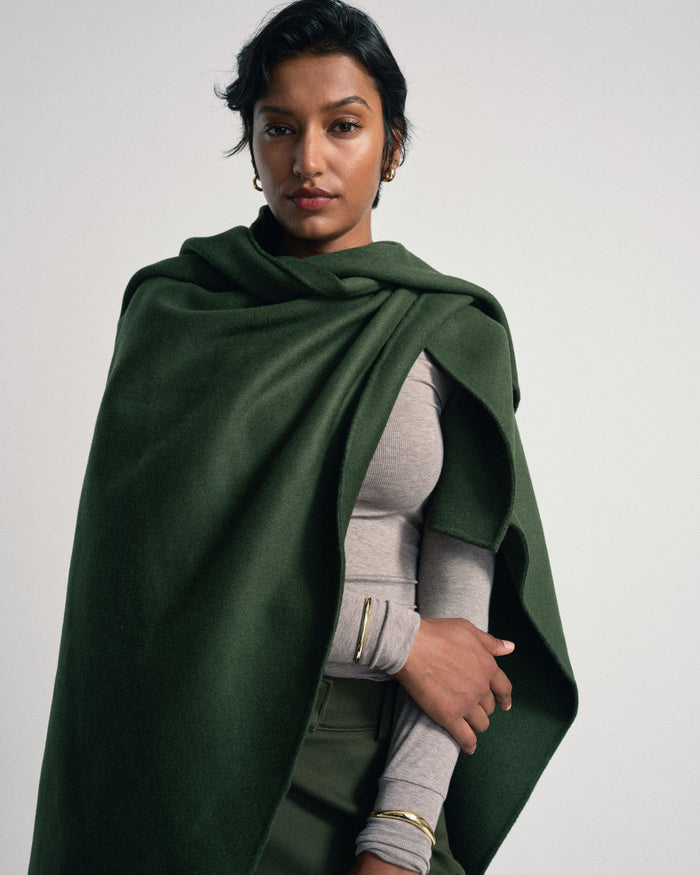 US x Abisola Wool Blend Cape - Kombu Green | Plus Size & Straight Size Women's Fashion | Universal Standard