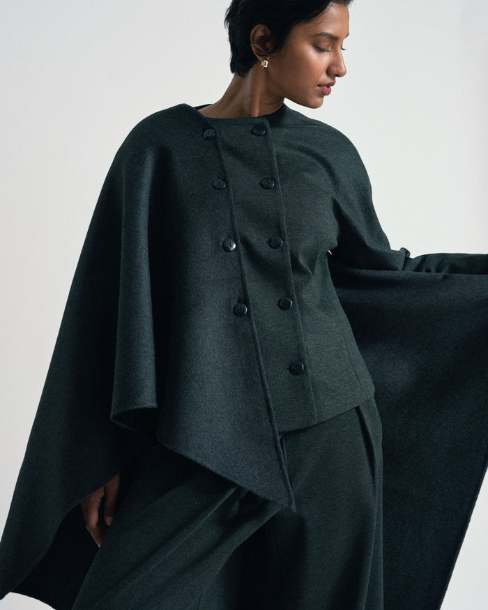 US x Abisola Wool Blend Cape - Obsidian Gray | Plus Size & Straight Size Women's Fashion | Universal Standard