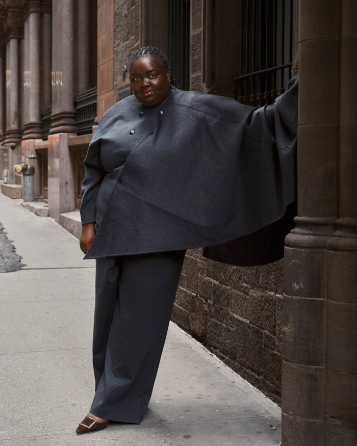US x Abisola Wool Blend Cape - Obsidian Gray | Plus Size & Straight Size Women's Fashion | Universal Standard