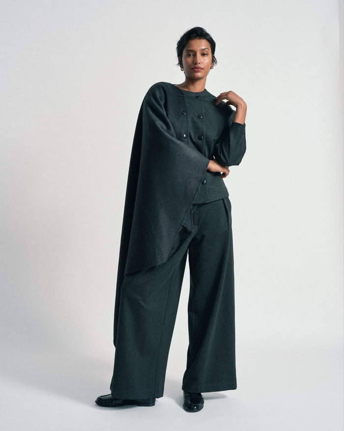 US x Abisola Wool Blend Cape - Obsidian Gray | Plus Size & Straight Size Women's Fashion | Universal Standard