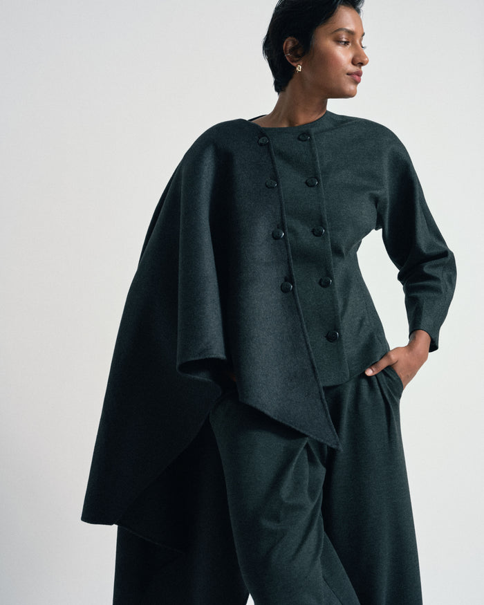 US x Abisola Wool Blend Cape - Obsidian Gray | Plus Size & Straight Size Women's Fashion | Universal Standard