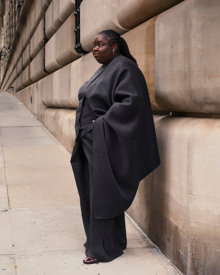 US x Abisola Wool Blend Cape - Obsidian Gray | Plus Size & Straight Size Women's Fashion | Universal Standard