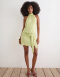 Image of Vakali Halterneck Mini Dress in Rayon Jersey Pistachio