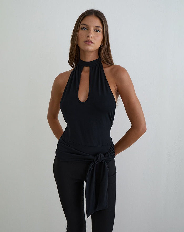 Image of Verbina Keyhole Top in Jersey Black