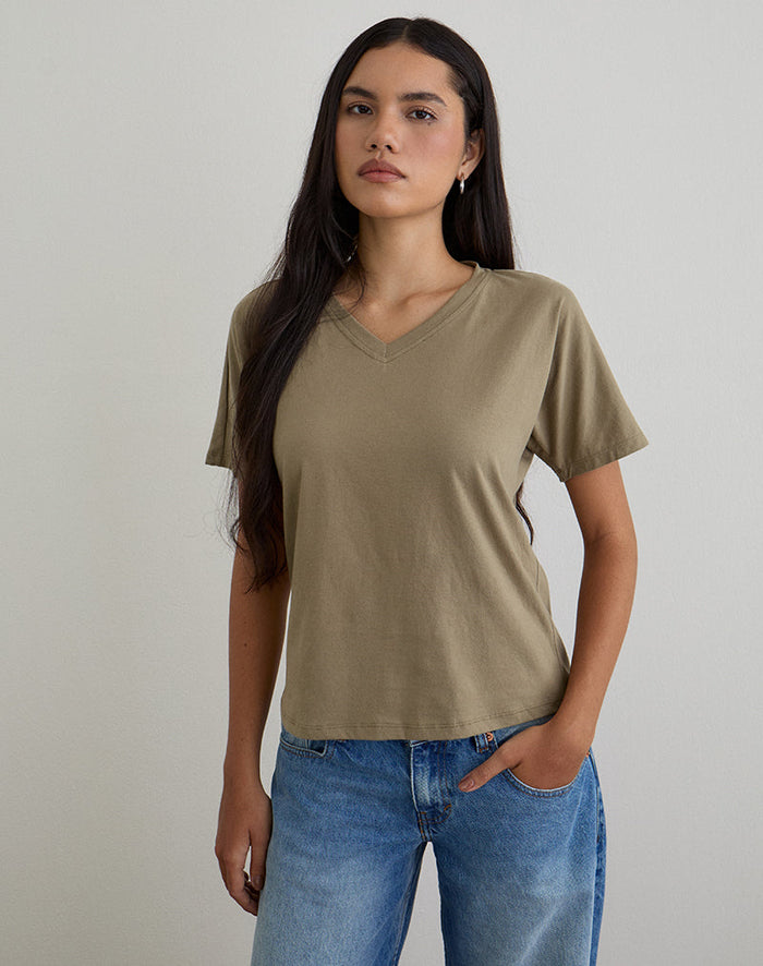 Image of Viman Top in Jersey Khaki