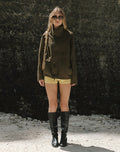 Image of Vireon High Neck Jacket in Khaki Green