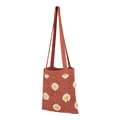 The Roxy Wandering Beach Crochet Tote Bag in Canyon Rose features white and yellow daisy patterns and two long handles, making it a perfect casual shoulder bag for everyday use, shown against a plain white background.