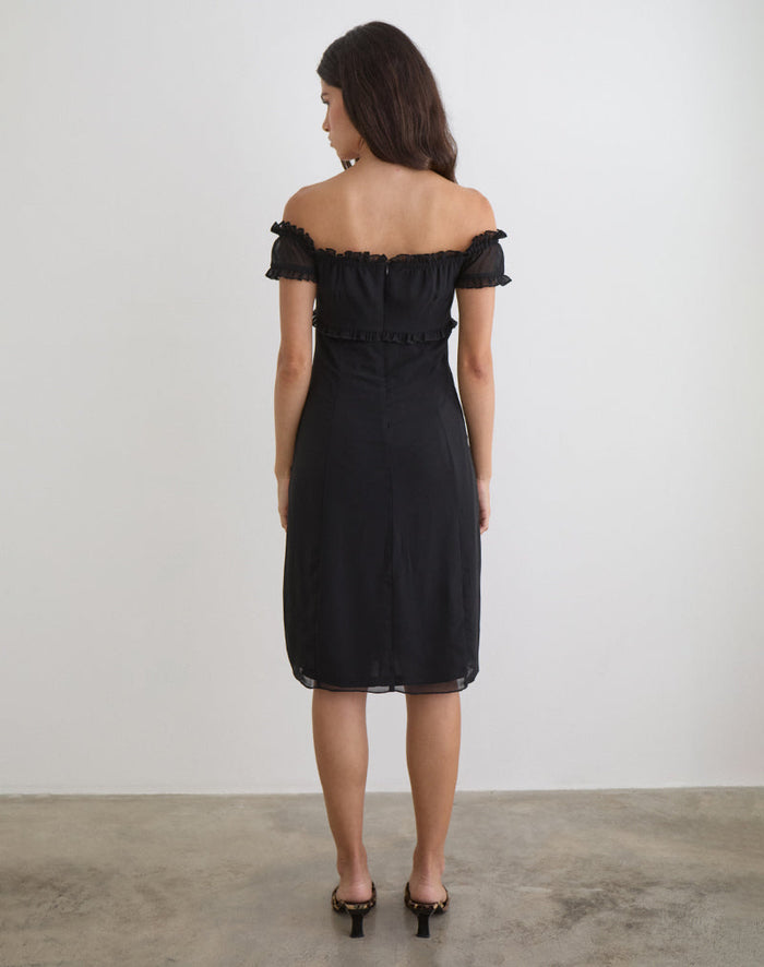Image of Watimu Midi Dress in Chiffon Black