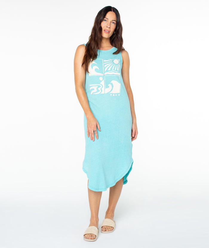 Wave Cuts Wildflower Midi Dress - Tibetan Stone Wave Cuts - Roxy