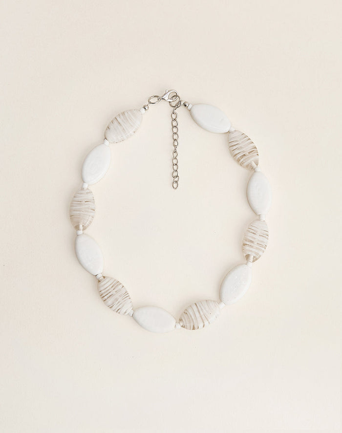 Image of White Glass Beaded Necklace