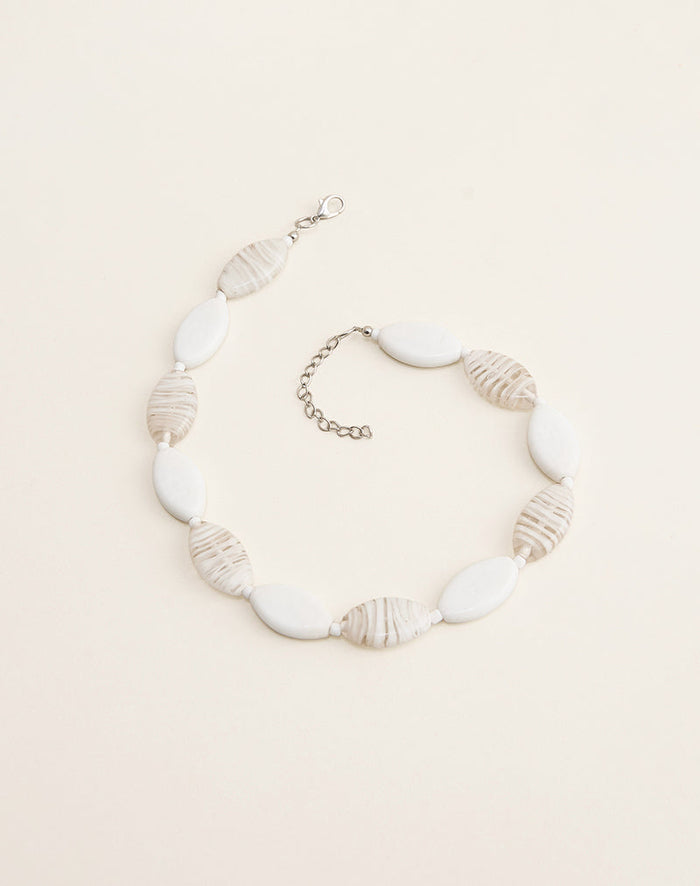 Image of White Glass Beaded Necklace