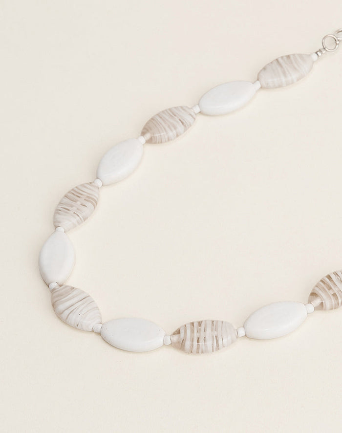 Image of White Glass Beaded Necklace