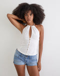 Image of Yadele Button Up Keyhole Top in Ivory