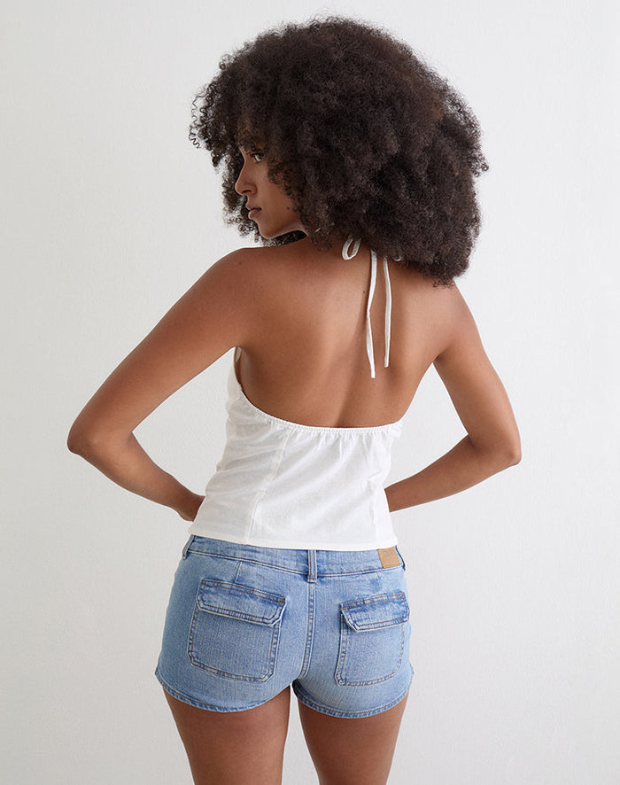 Image of Yadele Button Up Keyhole Top in Ivory