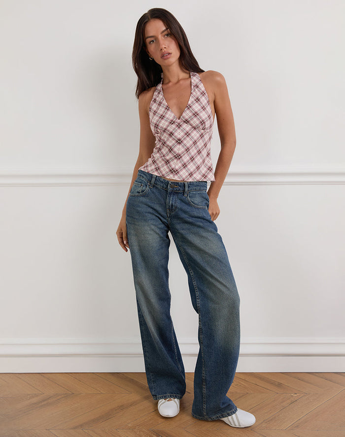 Image of Yakti Halter Top in Pink Check