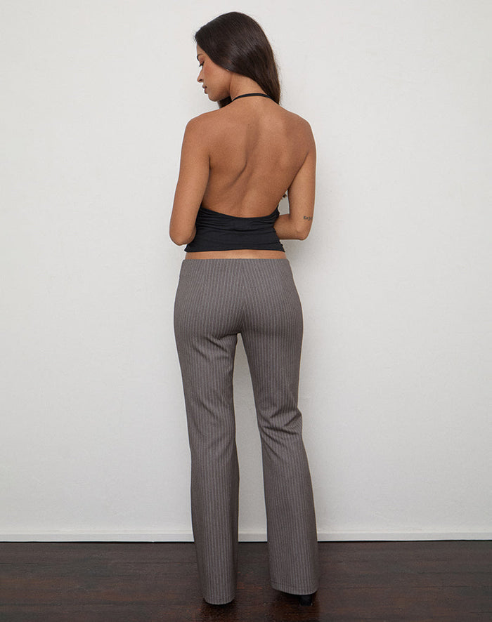 Image of Yaswa Trouser in Tailoring Pinstripe Grey and Brown