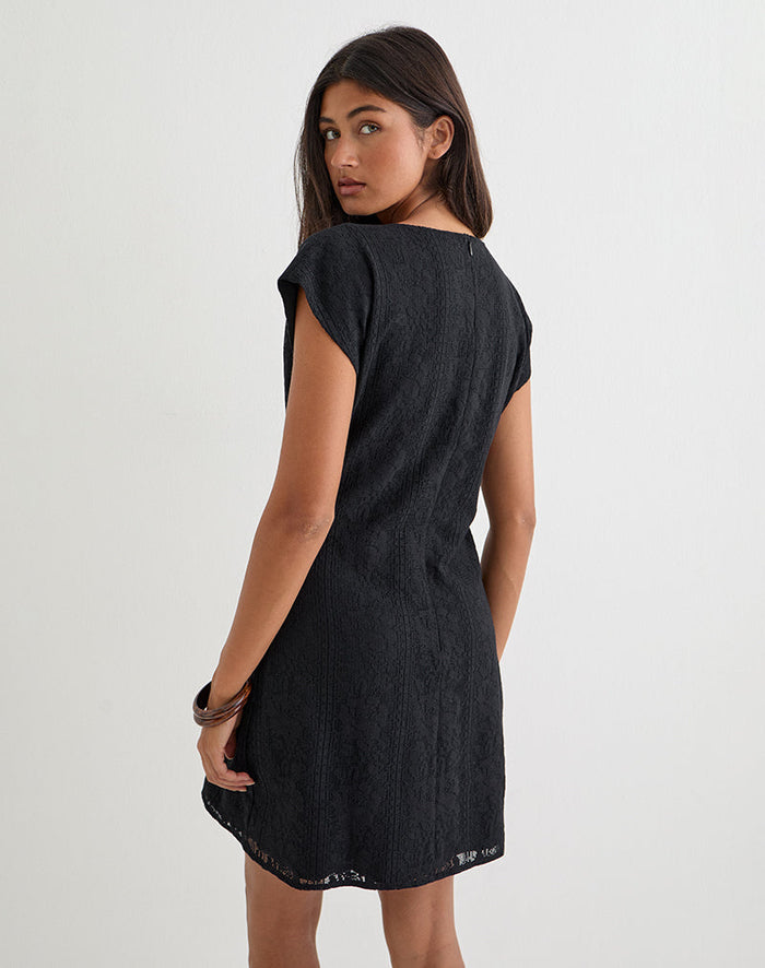Image of Yenna Plunge Mini Dress in Floral Lace Black